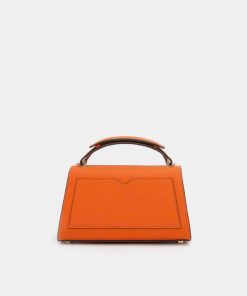 Túi cầm tay da thật Kat – Min màu cam