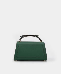 Túi cầm tay da thật Kat – Min màu xanh rêu