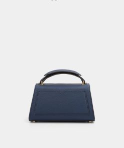 Túi cầm tay da thật Kat – Min màu xanh navy