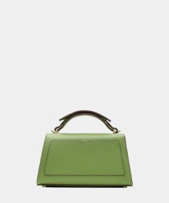 Túi cầm tay da thật Kat – Min màu xanh bơ